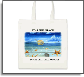 Starfish Beach Tote- Bocas Del Toro, Panama - Island Art by Yotigo